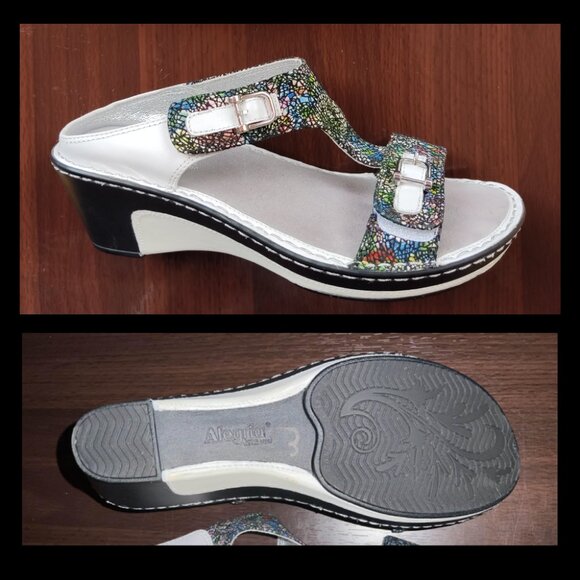 Alegria Shoes - Alegria Lara Cathedral Slip-on wedge heel sandals with velcro straps Size 39